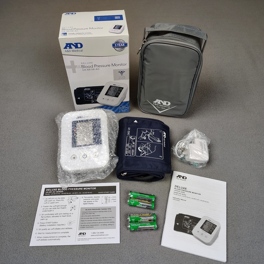 A&D Medical Blood Pressure Monitor UA-651W-AC New Open Box Upper Arm Fits Most